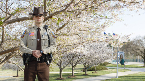 Police officer standing outside
