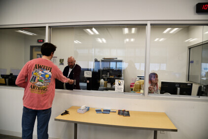 A student checking in to take a test.