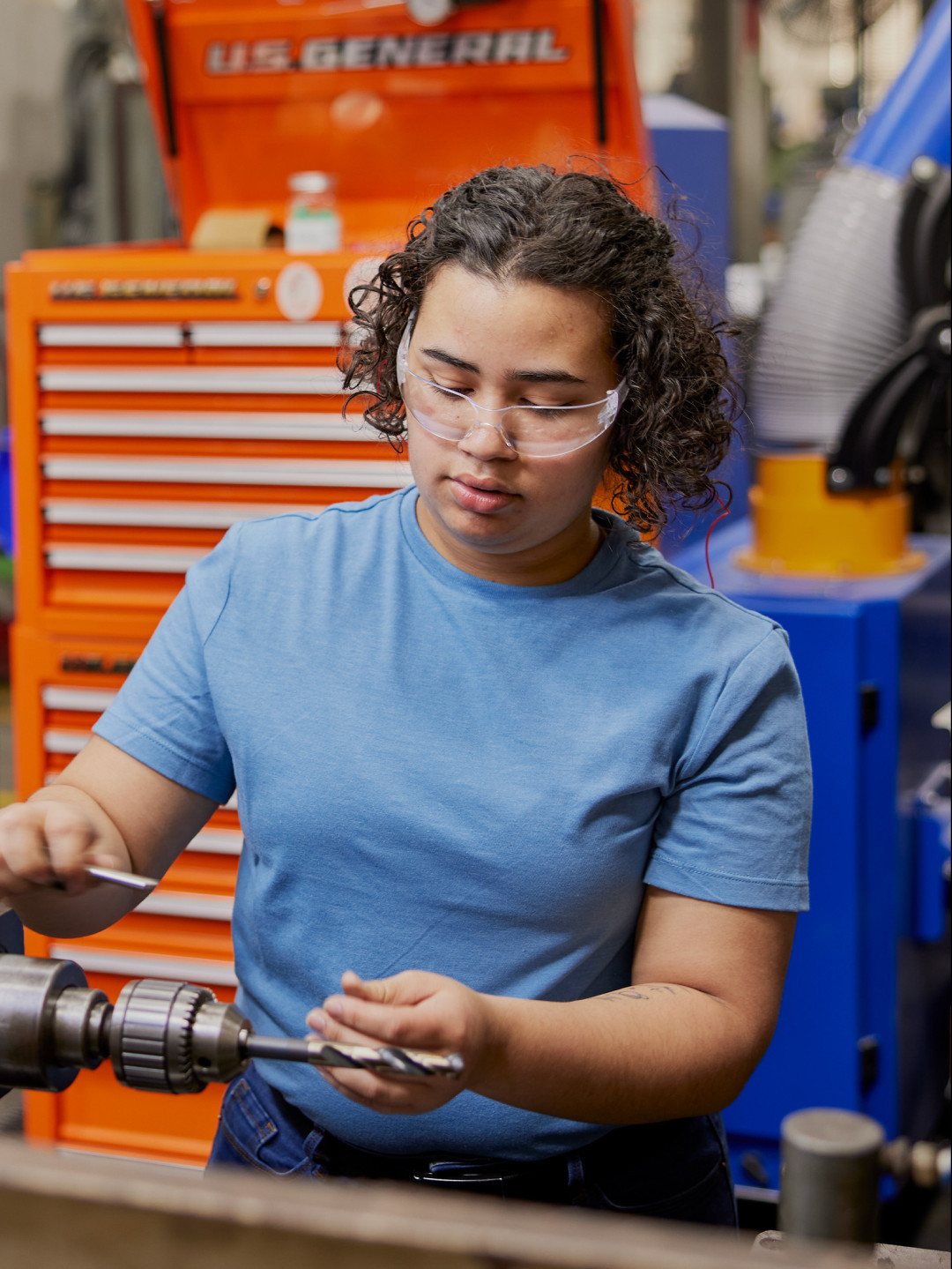 Heilie Sheppard at Amsted Rail machine shop