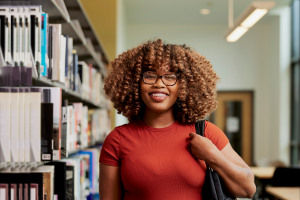Brittany Woolridge in the Midlothian Library at Brightpoint.