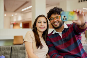 Two Brightpoint students take a selfie together.