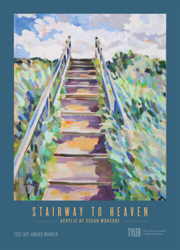 An acrylic painting of an outdoor stairway.