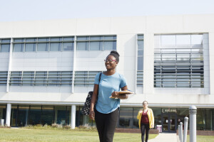 Student walking on the Midlothian Campus