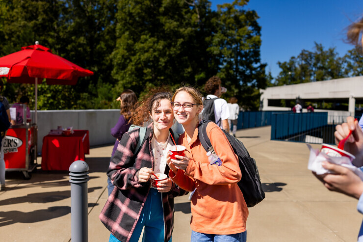 Students smiling during a Brightpoint Connect event at the Midlothian Campus. 