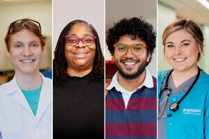 A collage showing students, each looking at the camera and smiling.