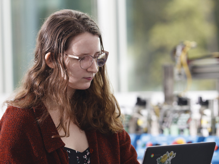 Student with computer