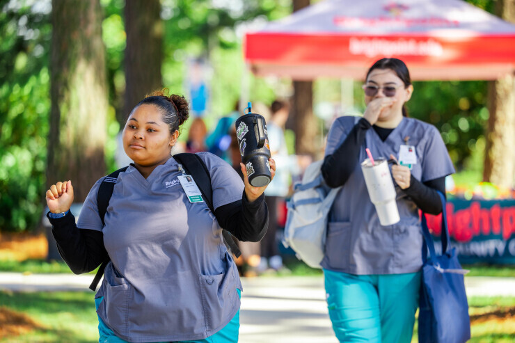 Nursing students post at the Brightpoint Connect event on the Chester Campus. 